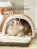 Winter Indoor Warm Plush Cat Bed with Reindeer Appearance Hide and Seek Cat Tunnel Play and Sleep Integrated Cat House Pet Nest