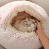 Soft Long Plush Pet Bed with Cover Round Cat Bed Pet Mattress Warm Cat Dog Sleeping Nest Cave for Small Dogs Pet Supplies