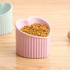 Heart Shaped Elevated Cat Bowl - Anti-Vomiting Ceramic Cat Food Bowl with Neck Protection for Drinking and Feeding, Tilted Desig