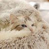 Soft Long Plush Pet Bed with Cover Round Cat Bed Pet Mattress Warm Cat Dog Sleeping Nest Cave for Small Dogs Pet Supplies