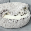 Soft Long Plush Pet Bed with Cover Round Cat Bed Pet Mattress Warm Cat Dog Sleeping Nest Cave for Small Dogs Pet Supplies