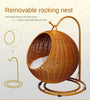 Rattan Cat Nest and Cat Cage Washable Cat Hanging Basket Universal Dog Sleeping Basket for All Seasons Breathable Pet Bed