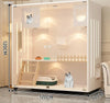 Cream-style Cat Cage for Pet Shop Density Board Cat House Double-layer Large Space Glass Door Light Luxury Simple Cage for Cats