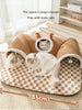 Winter Indoor Warm Plush Cat Bed with Reindeer Appearance Hide and Seek Cat Tunnel Play and Sleep Integrated Cat House Pet Nest