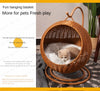 Rattan Cat Nest and Cat Cage Washable Cat Hanging Basket Universal Dog Sleeping Basket for All Seasons Breathable Pet Bed