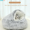 Soft Long Plush Pet Bed with Cover Round Cat Bed Pet Mattress Warm Cat Dog Sleeping Nest Cave for Small Dogs Pet Supplies