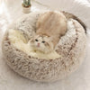 Soft Long Plush Pet Bed with Cover Round Cat Bed Pet Mattress Warm Cat Dog Sleeping Nest Cave for Small Dogs Pet Supplies